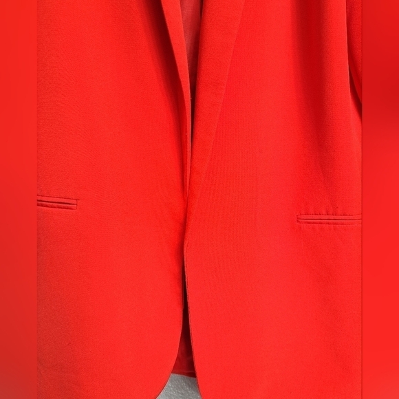Red Open Blazer With Tab Sleeves - Picture 5 of 8
